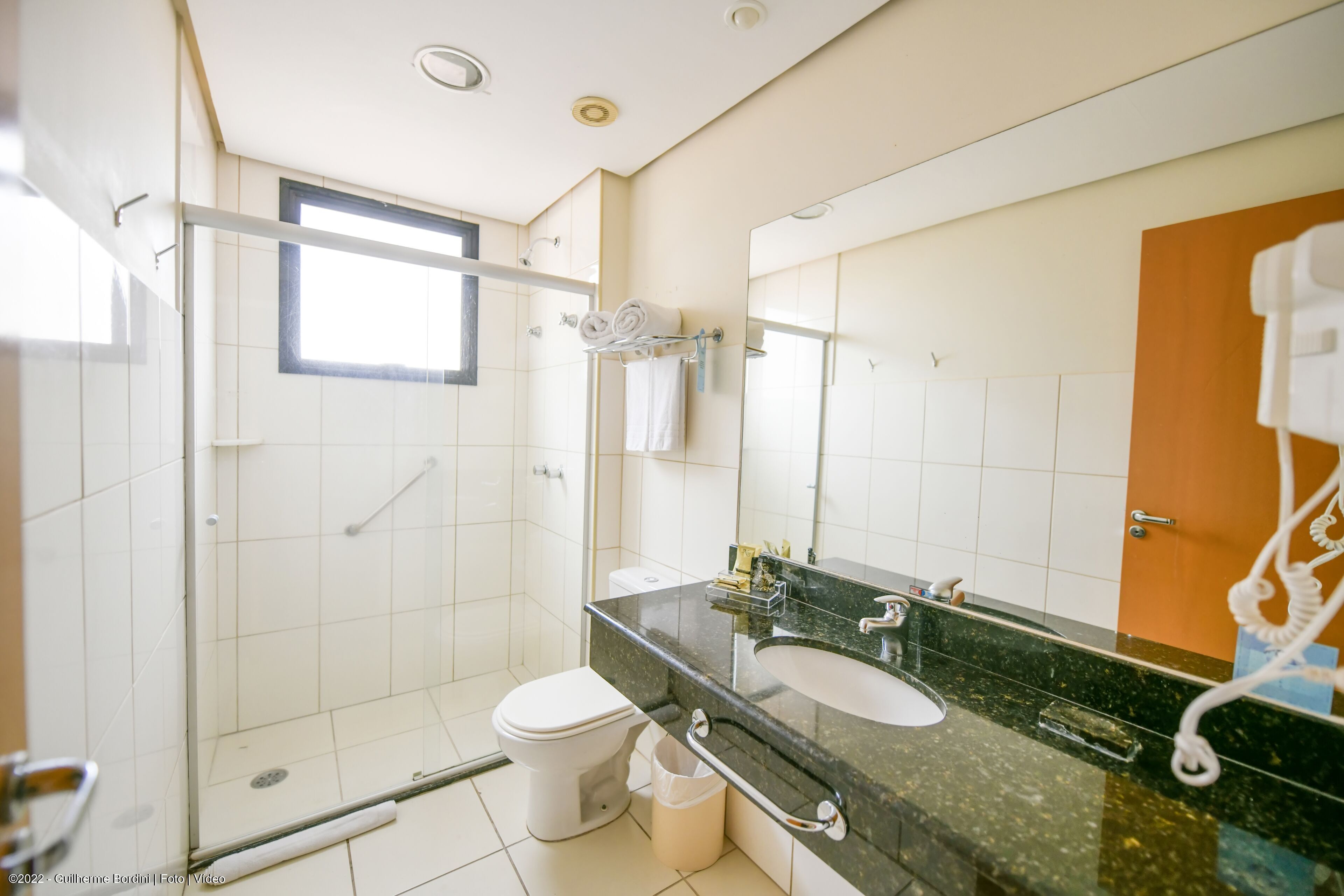 Bathroom | Shower, hair dryer, towels