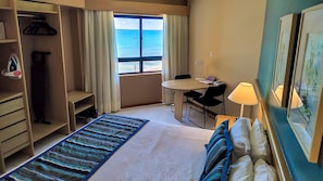 In-room safe, desk, laptop workspace, blackout curtains