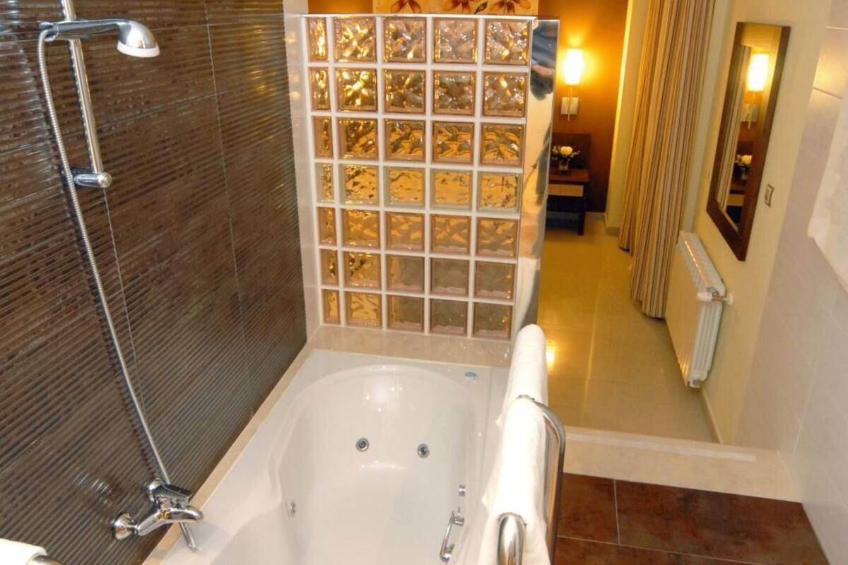 free toiletries, hair dryer, bidet, towels