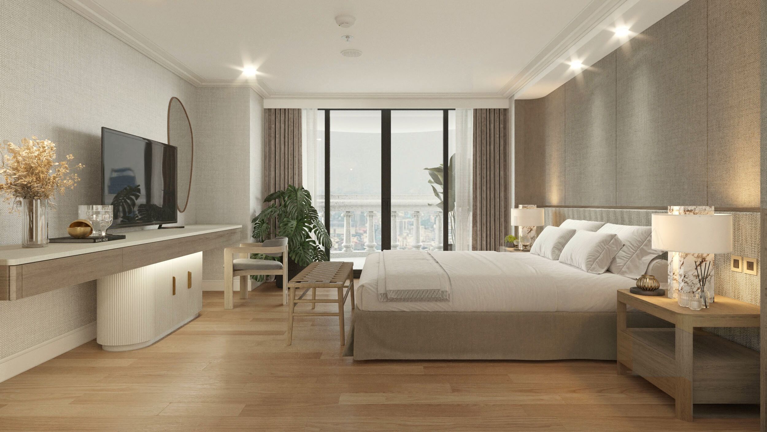Premium bedding, free minibar items, in-room safe, desk