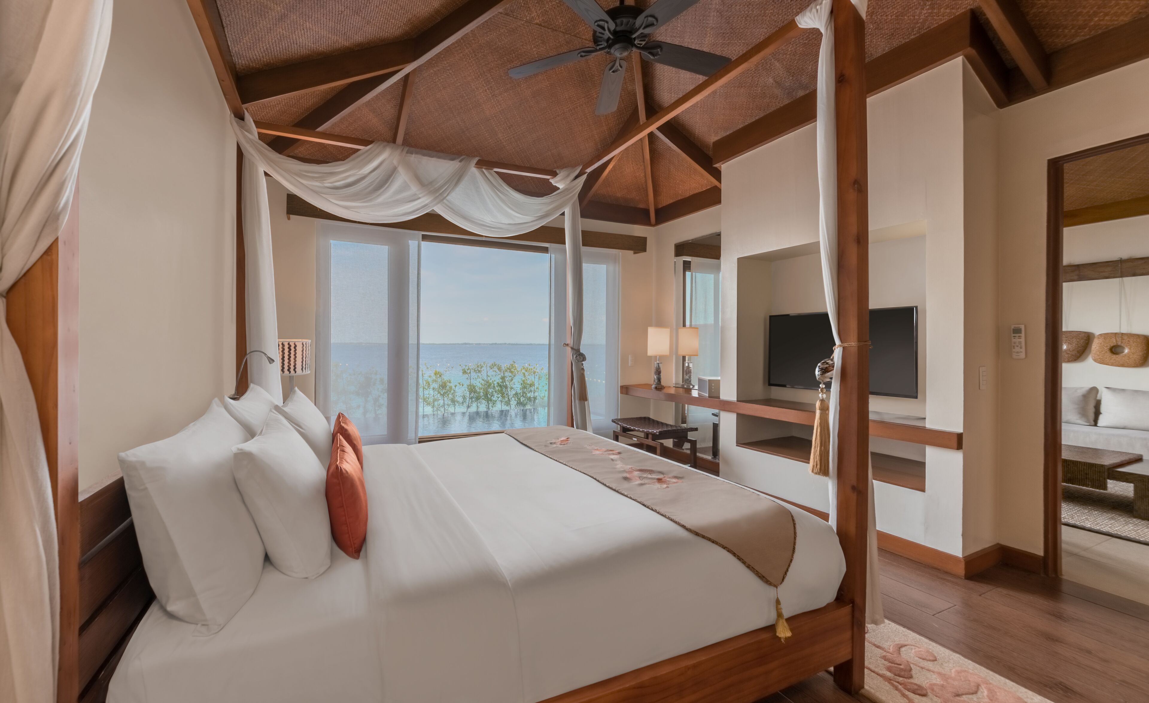 oceanfront private pool villa | premium bedding, down duvets, pillow-top beds, in-room safe