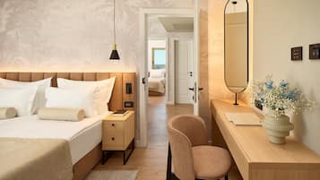 Suíte estúdio presidencial, terraço, vista para o mar | Roupas de cama premium, camas Select Comfort, frigobar