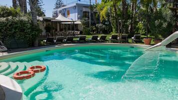 Outdoor pool, pool loungers