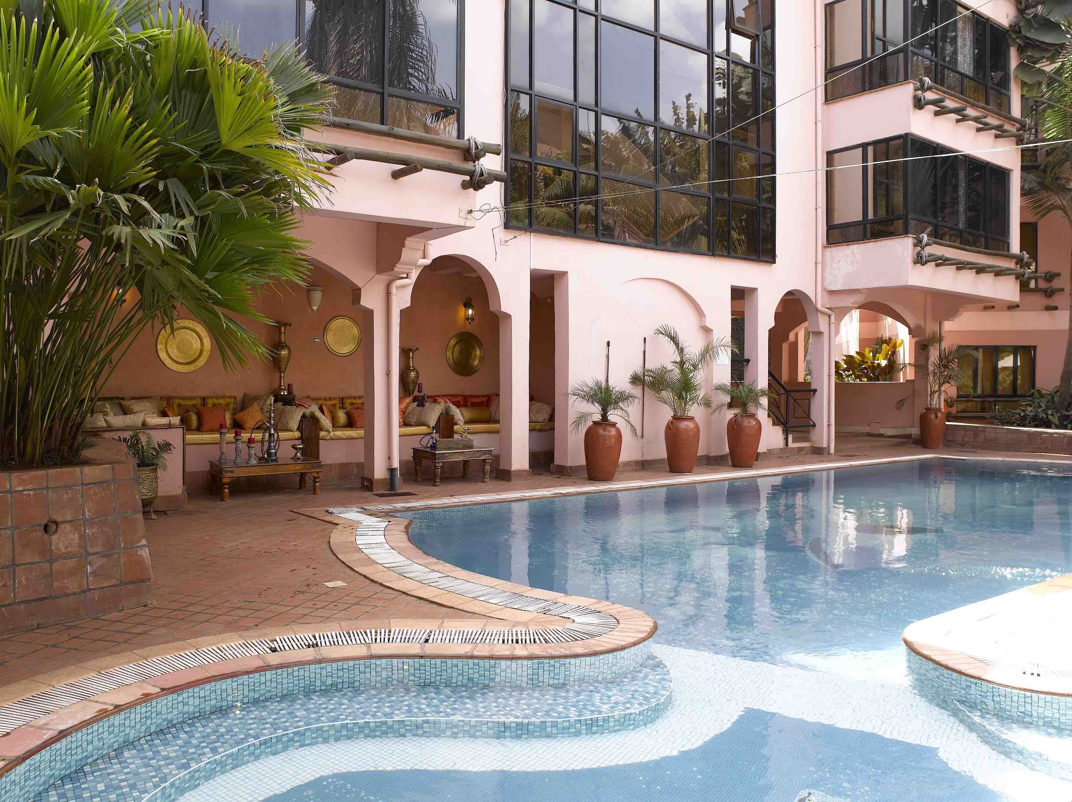 Indoor pool, outdoor pool, pool loungers