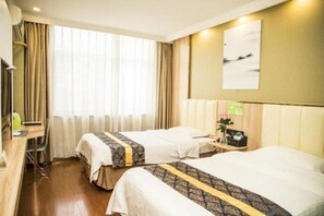 Desk, blackout drapes, free wired internet