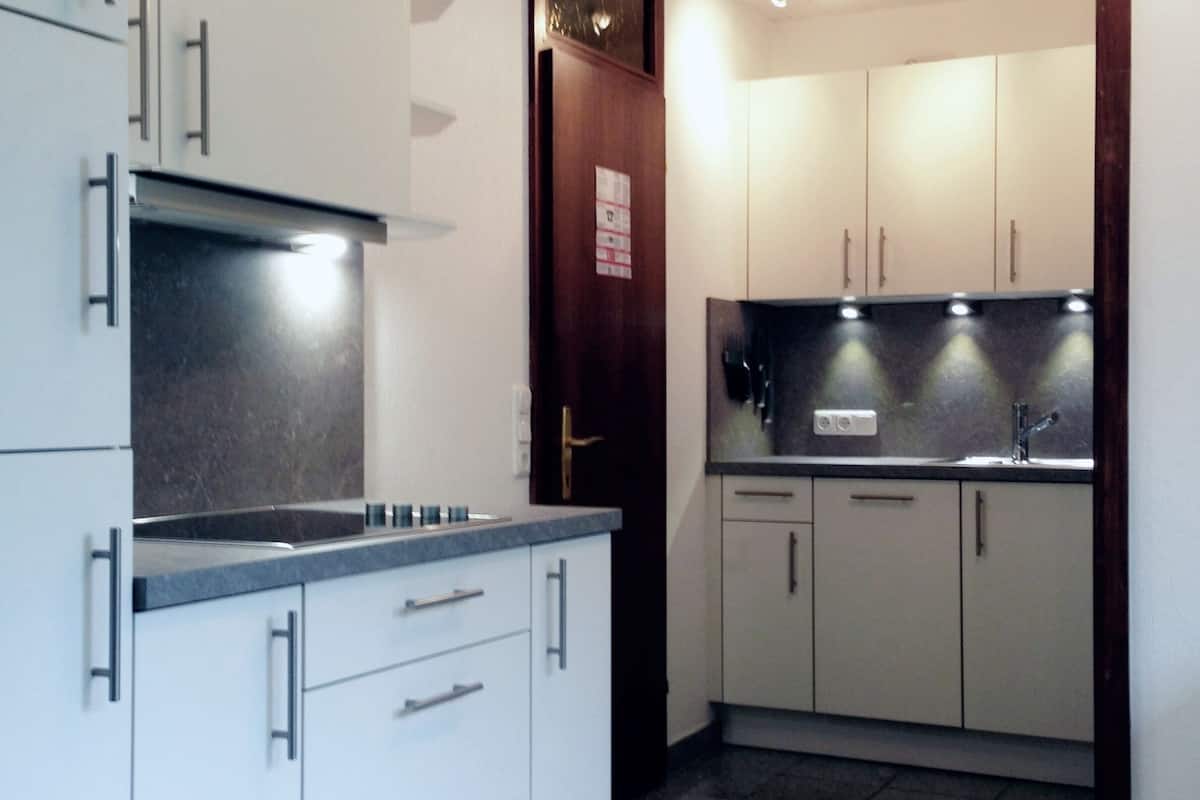 apartment, 1 bedroom, balcony, garden view | private kitchen | fridge, microwave, eco-friendly cleaning products