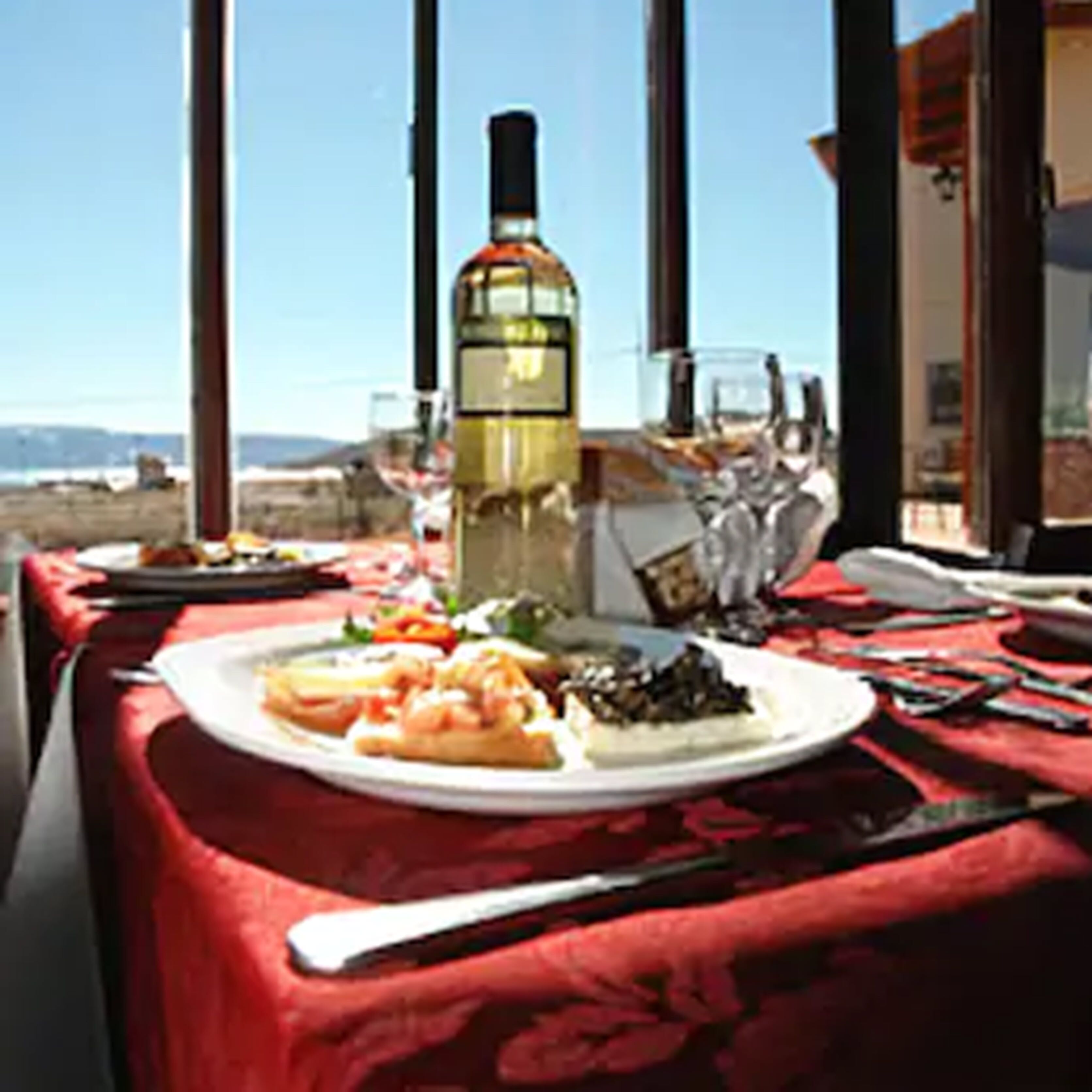 dinner served, garden views