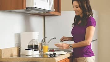 Fridge, microwave, stovetop