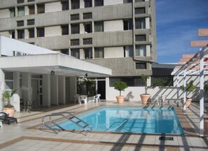 Outdoor pool, pool loungers