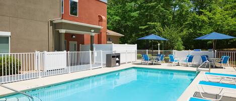 Outdoor pool, sun loungers