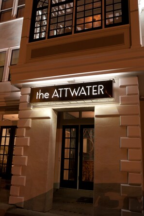 The exterior of a building with a sign that reads "the ATTWATER." - The Attwater (Newport)