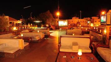 Dinner served, Mongolian cuisine, pool views