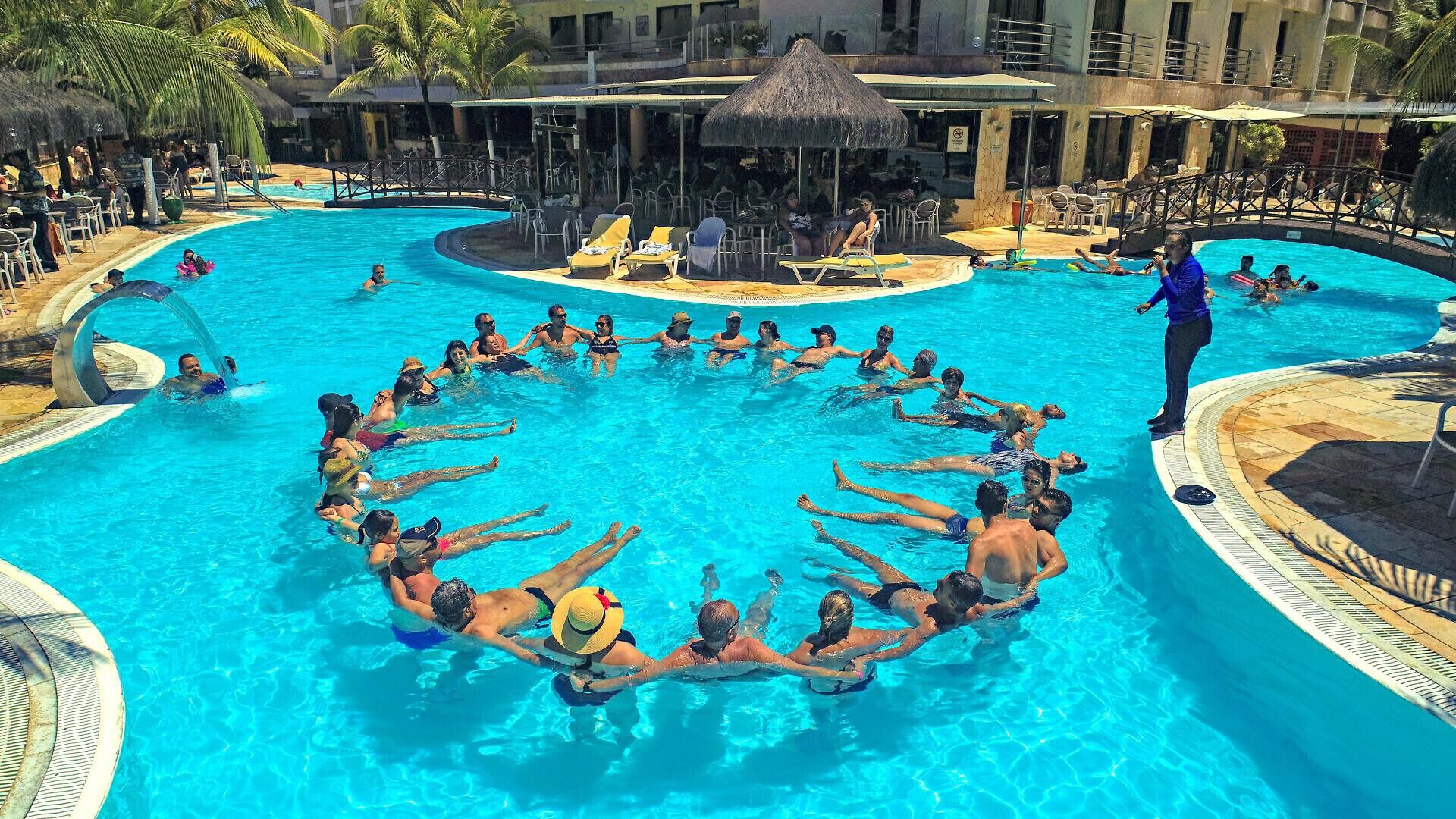 Outdoor pool, pool umbrellas