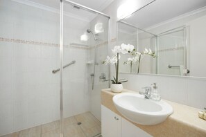 Hair dryer, towels, toilet paper