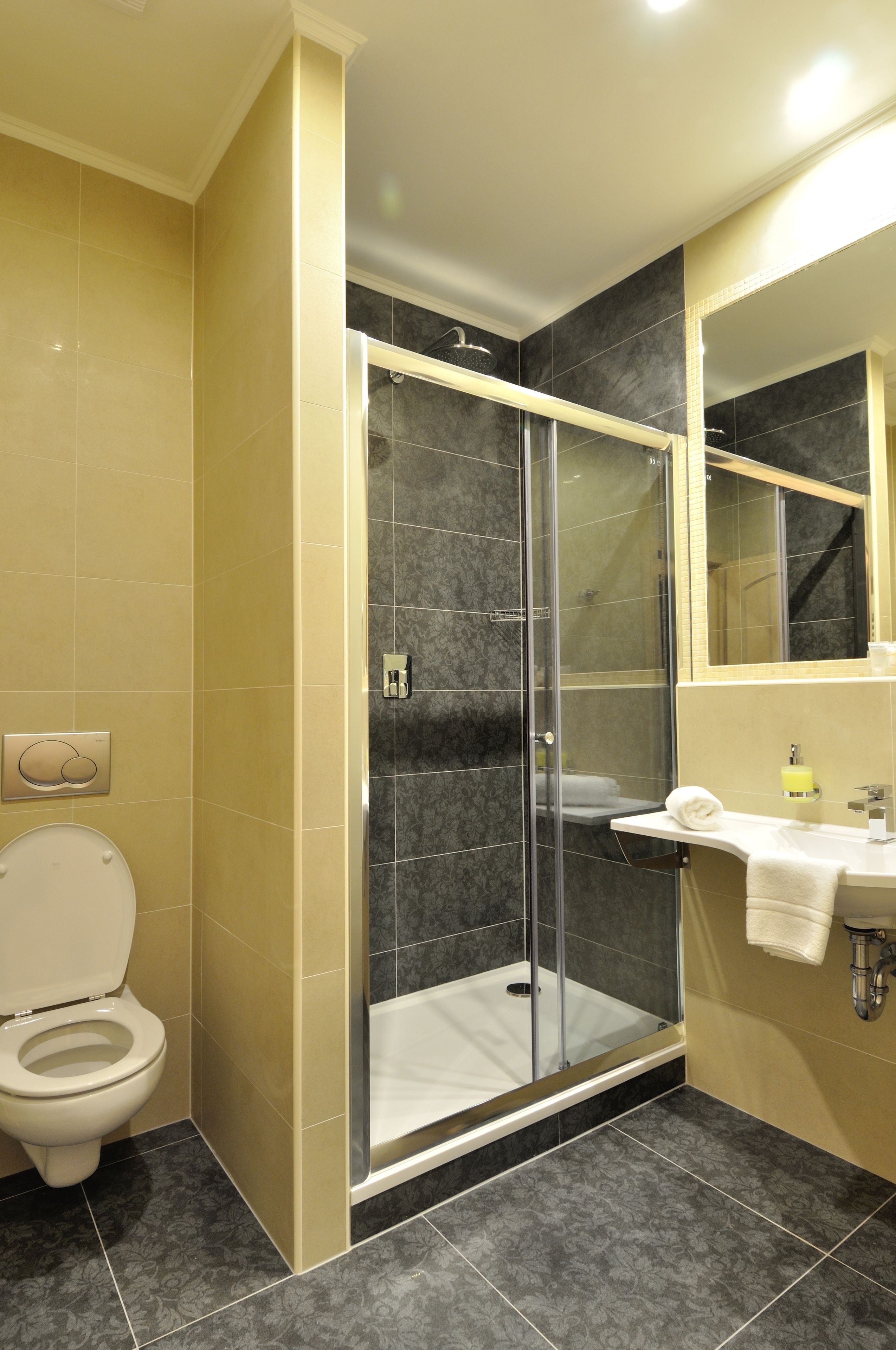 romantic double room, balcony | bathroom | rainfall showerhead, hair dryer, bathrobes, towels