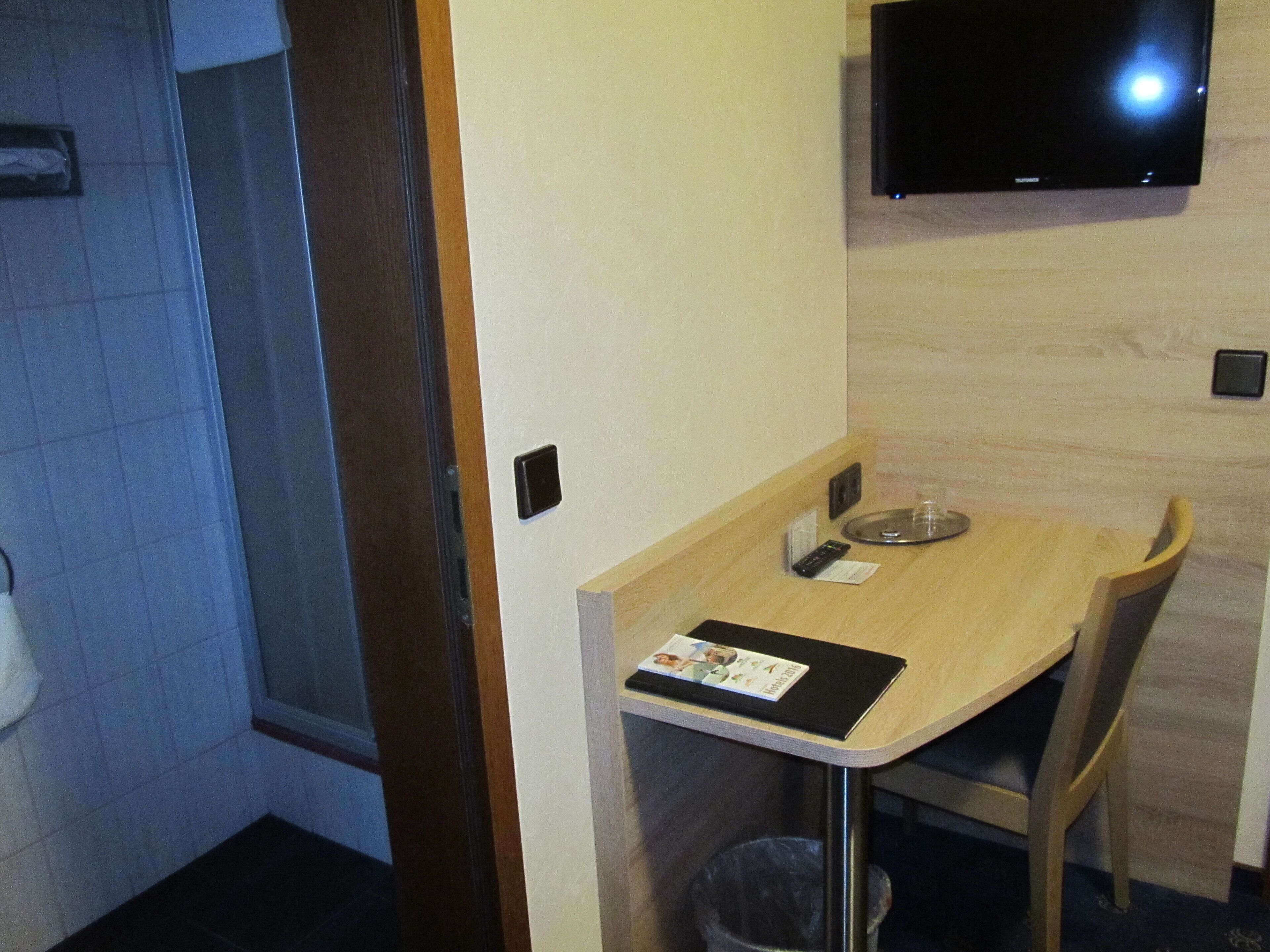 basic single room | bathroom | hydromassage showerhead, hair dryer, towels