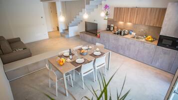 Luxury Villa, Poolside | Private kitchen | Fridge, microwave, stovetop, coffee/tea maker