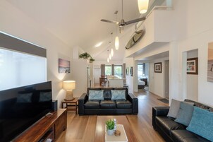 50-inch TV with digital channels, DVD player