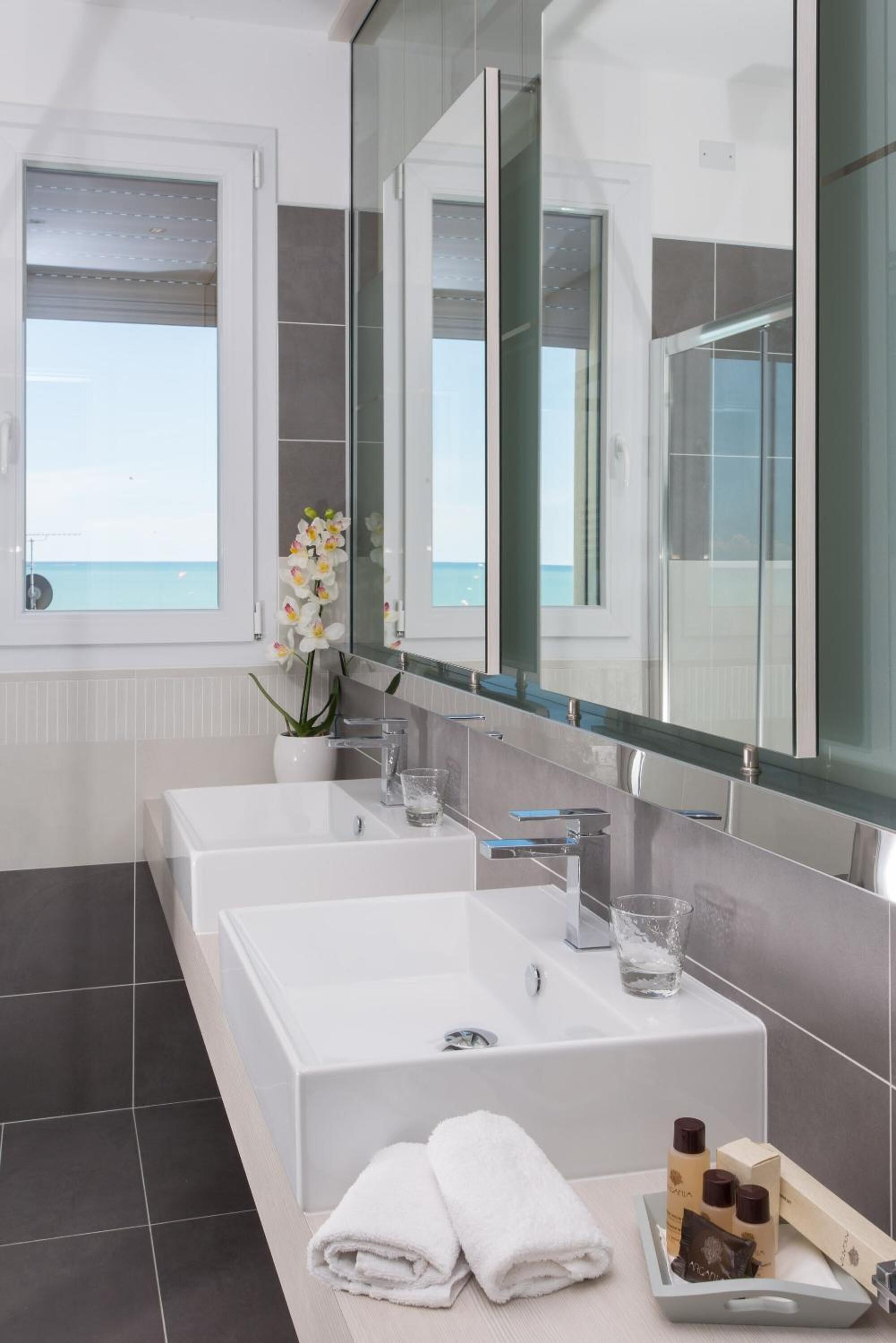 hair dryer, bidet, towels