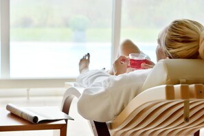 Hot tub, body treatments, aromatherapy, body wraps, body scrubs, facials