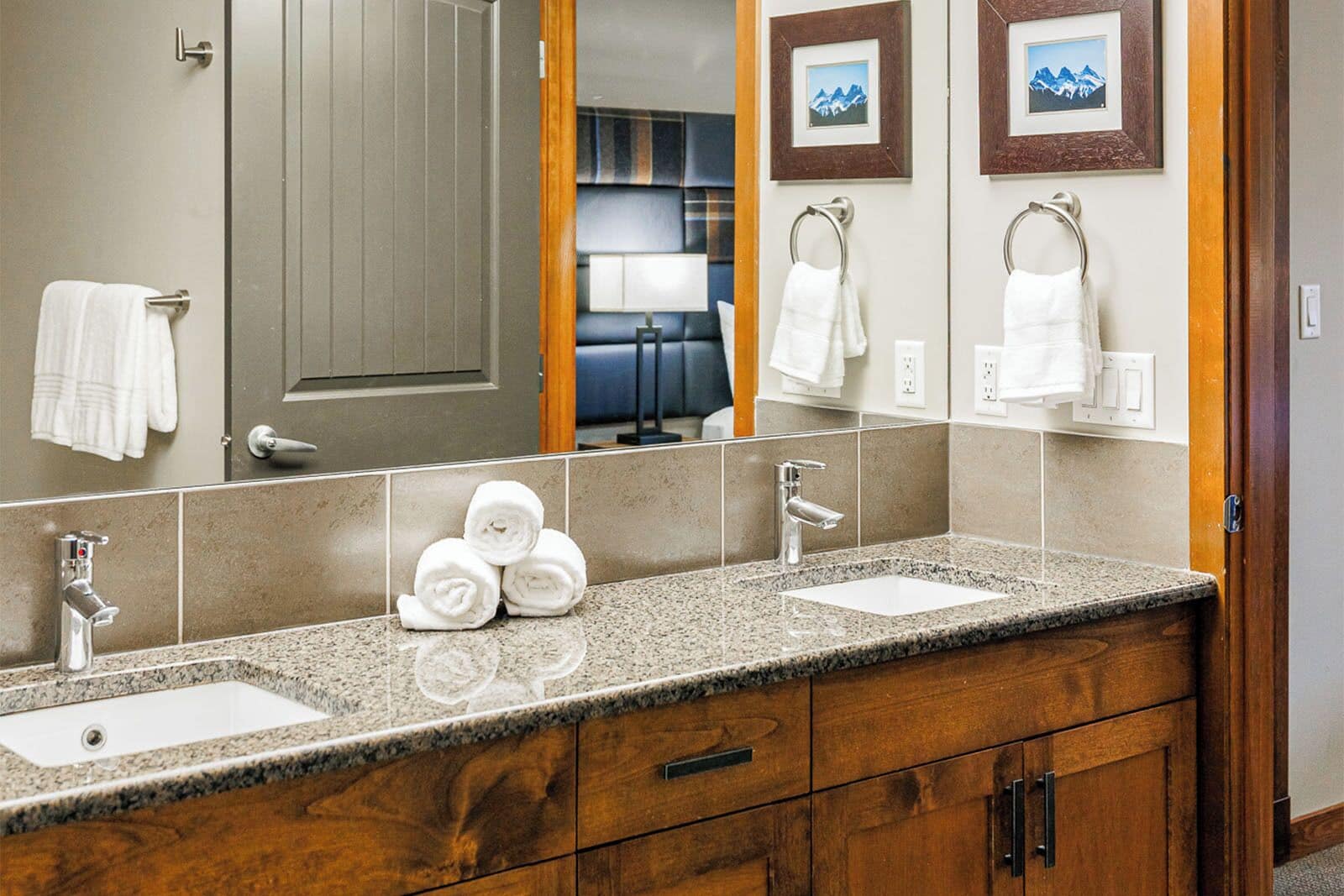 separate bathtub and shower, deep-soaking bathtub, designer toiletries