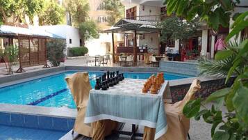 Outdoor pool, pool loungers