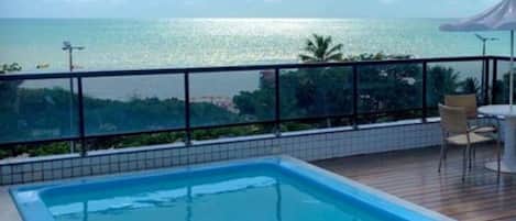 Outdoor pool, pool loungers