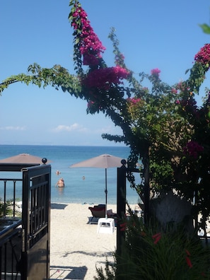On the beach, white sand, free beach shuttle, free beach cabanas - Galini on Sea Apartments (Corfu)
