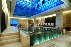 Indoor pool, open 6:00 AM to 8:00 PM, sun loungers