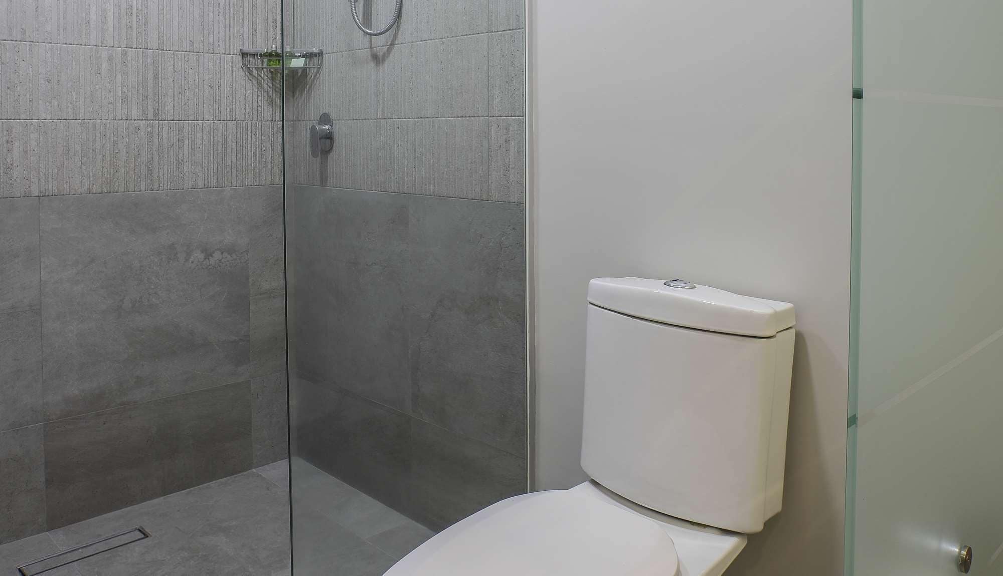 shower, rainfall showerhead, designer toiletries, hair dryer