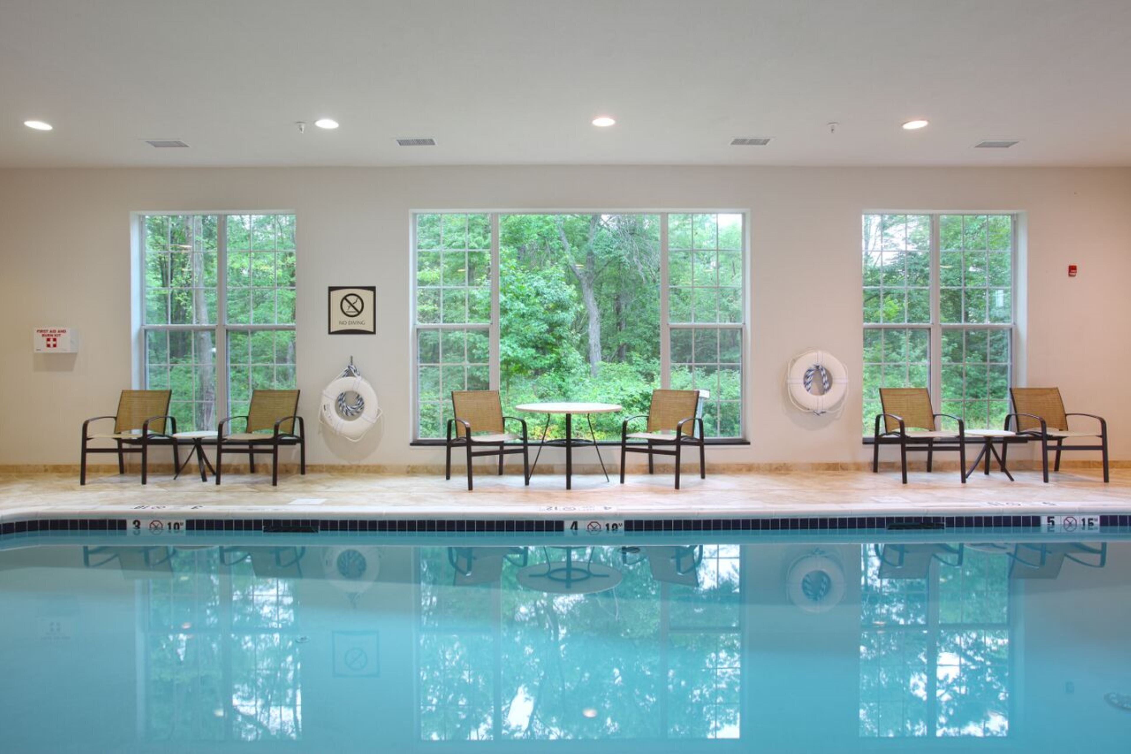 Indoor pool, pool umbrellas