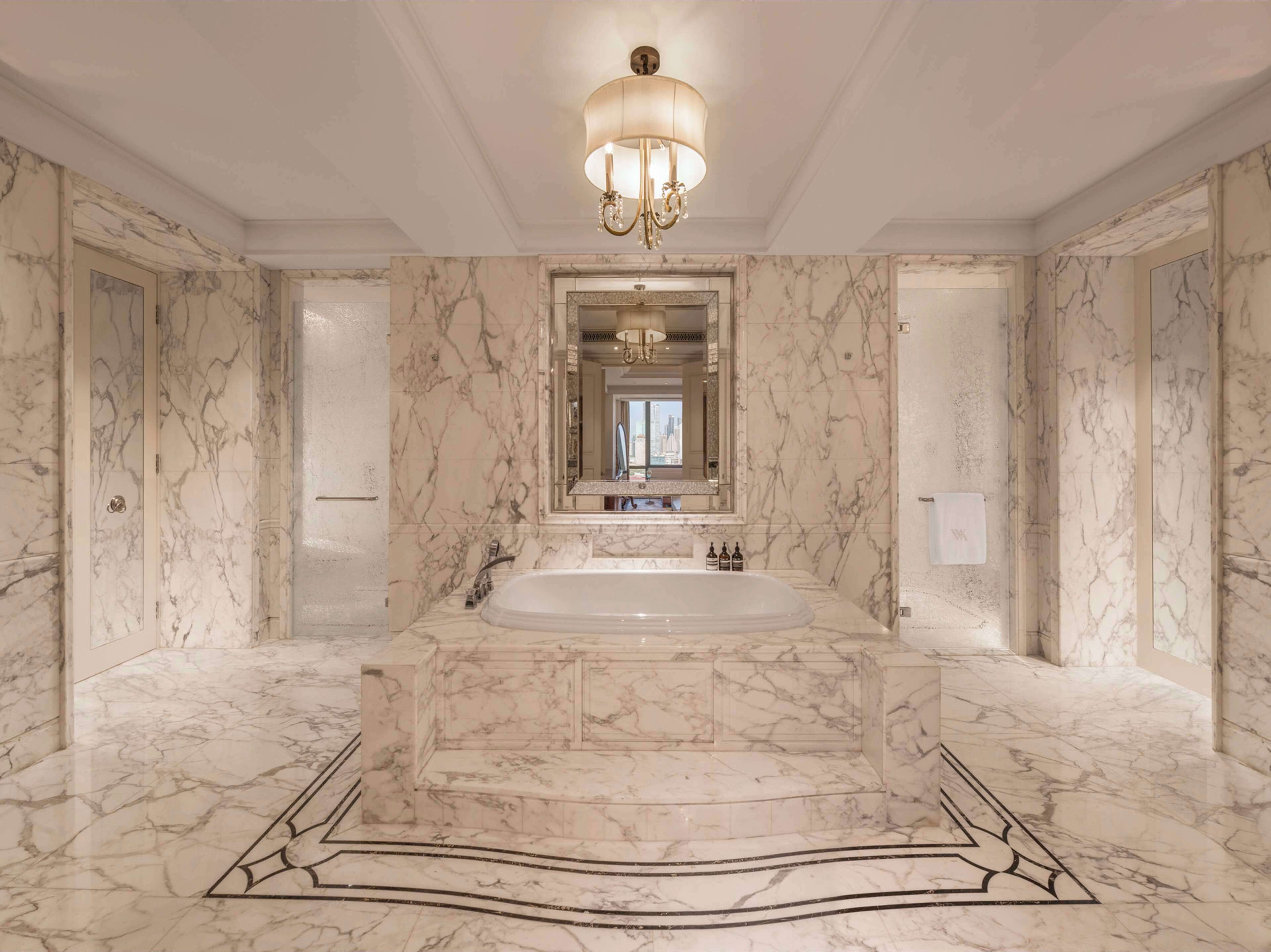 presidential suite | bathroom | separate bathtub and shower, deep-soaking bathtub, rainfall showerhead