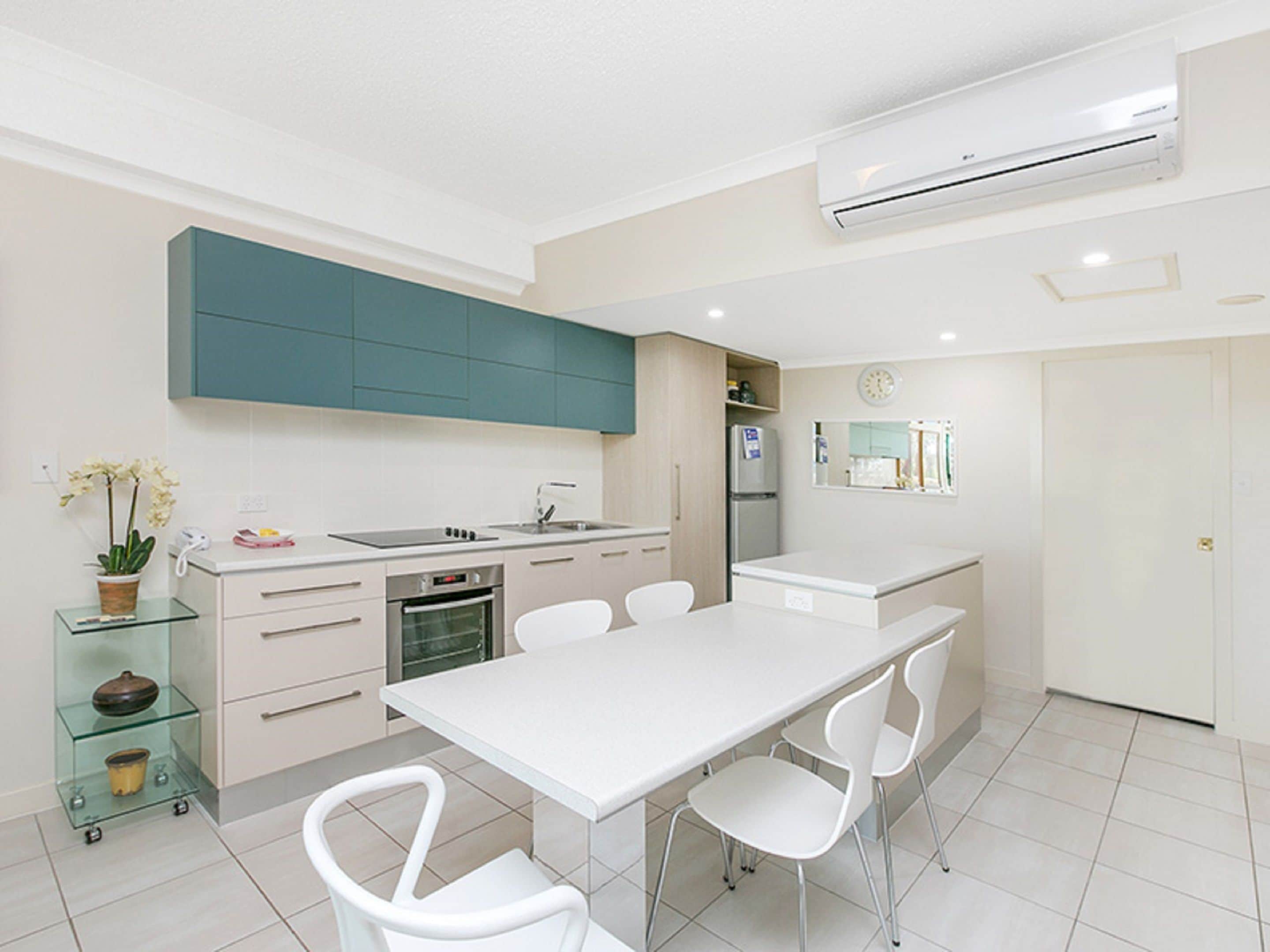 full-sized fridge, microwave, stovetop, dishwasher