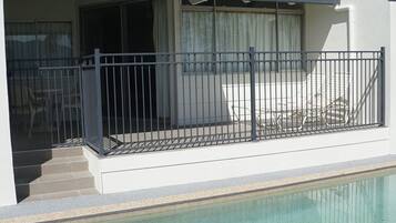 Outdoor pool, pool loungers