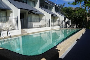 Outdoor pool, pool loungers