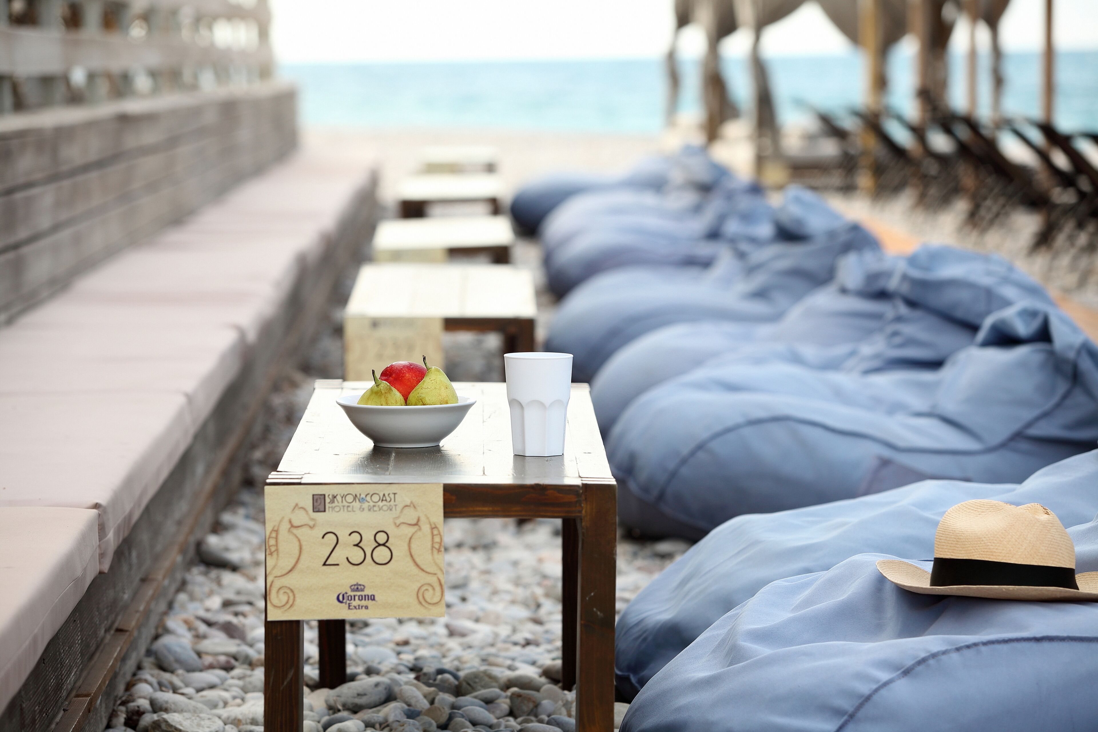 private beach, sun-loungers, beach umbrellas, beach towels