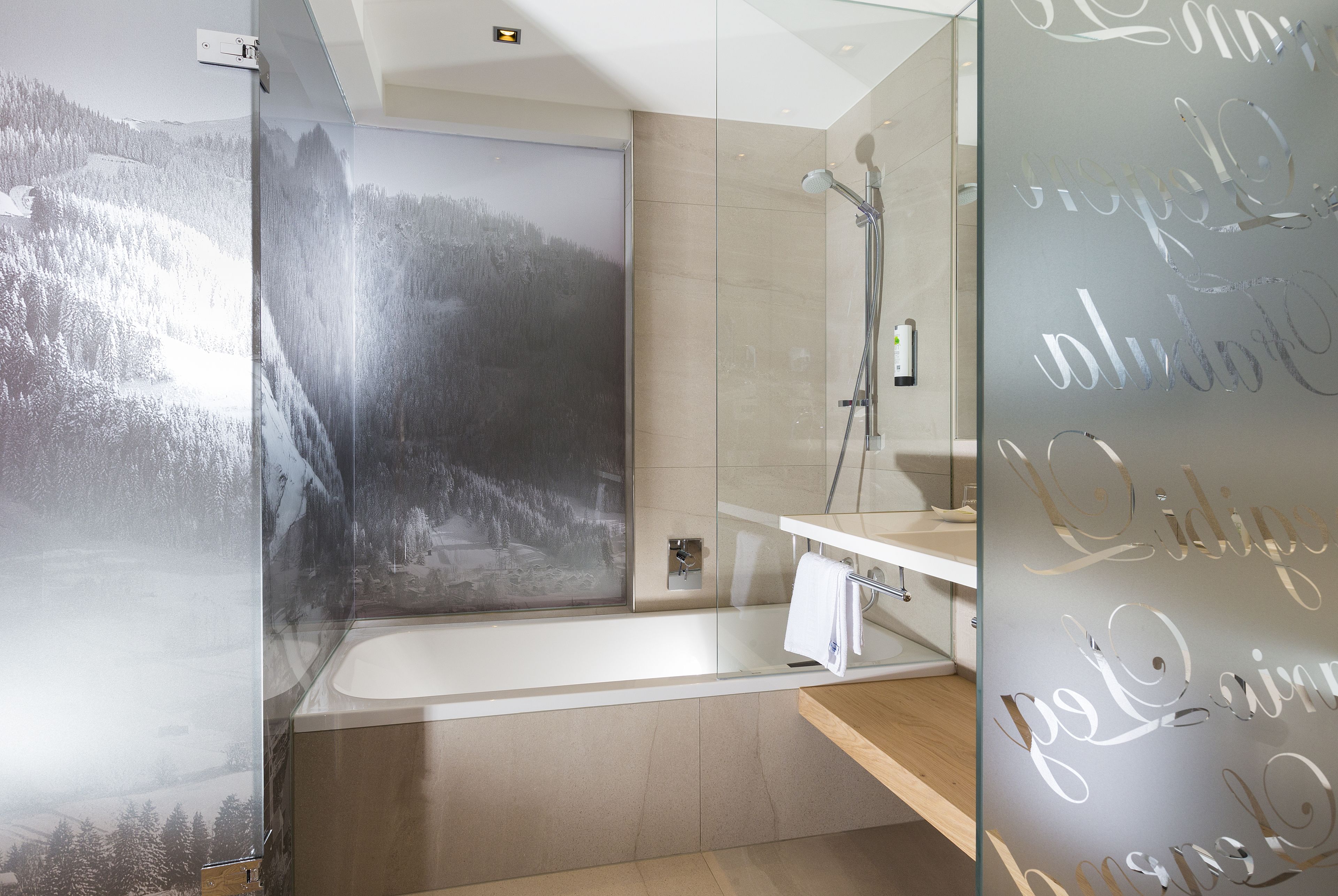 combined shower/bathtub, free toiletries, hair dryer, bathrobes