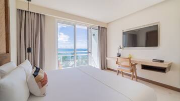 Chambre Standard, 1 trÚs grand lit, vue mer | Draps en coton égyptien, literie de qualité supérieure