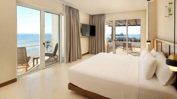 Suite, 1 habitación, vista al mar | Sábanas de algodón egipcio y ropa de cama de alta calidad