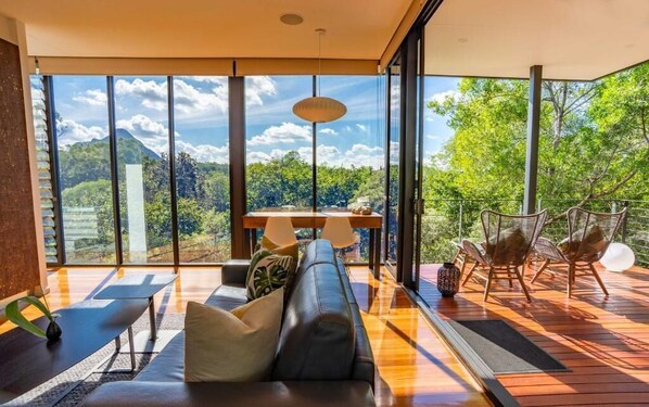 65-inch LCD TV with digital channels, TV, fireplace