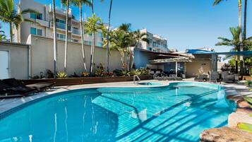 Outdoor pool, pool loungers