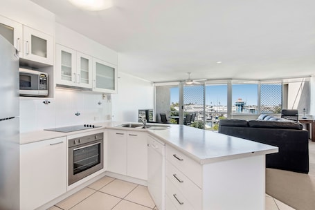 3 Bedroom Marina View Rooftop Apartment | Private kitchen | Full-size fridge, microwave, stovetop, coffee/tea maker