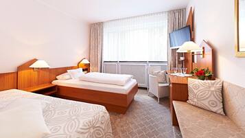 Family Room (2 adjacent double rooms) | Premium bedding, minibar, in-room safe, desk