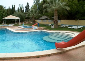 Outdoor pool, pool loungers