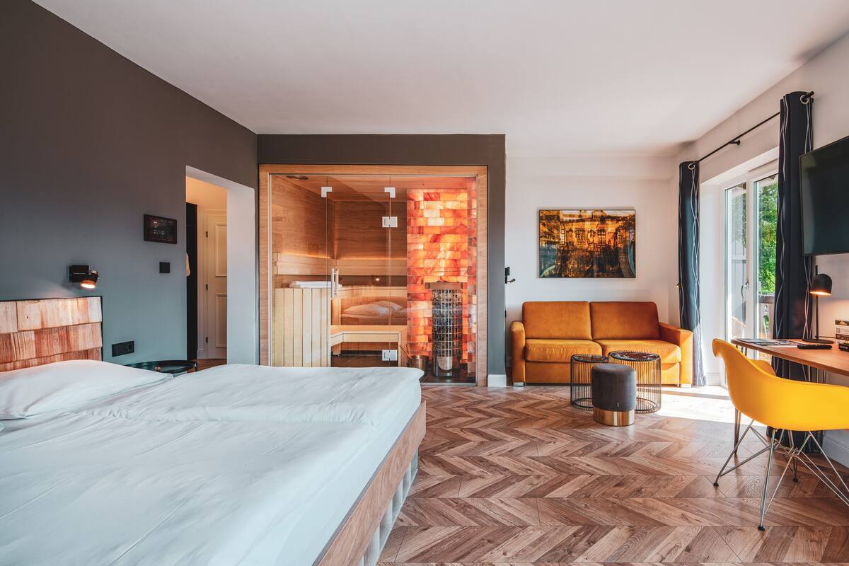 Luxe kamer | 1 slaapkamer, luxe beddengoed, bedden met traagschuimmatrassen