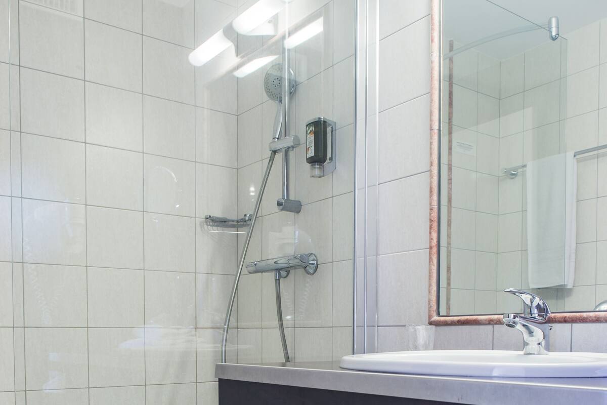 free toiletries, hair dryer, towels