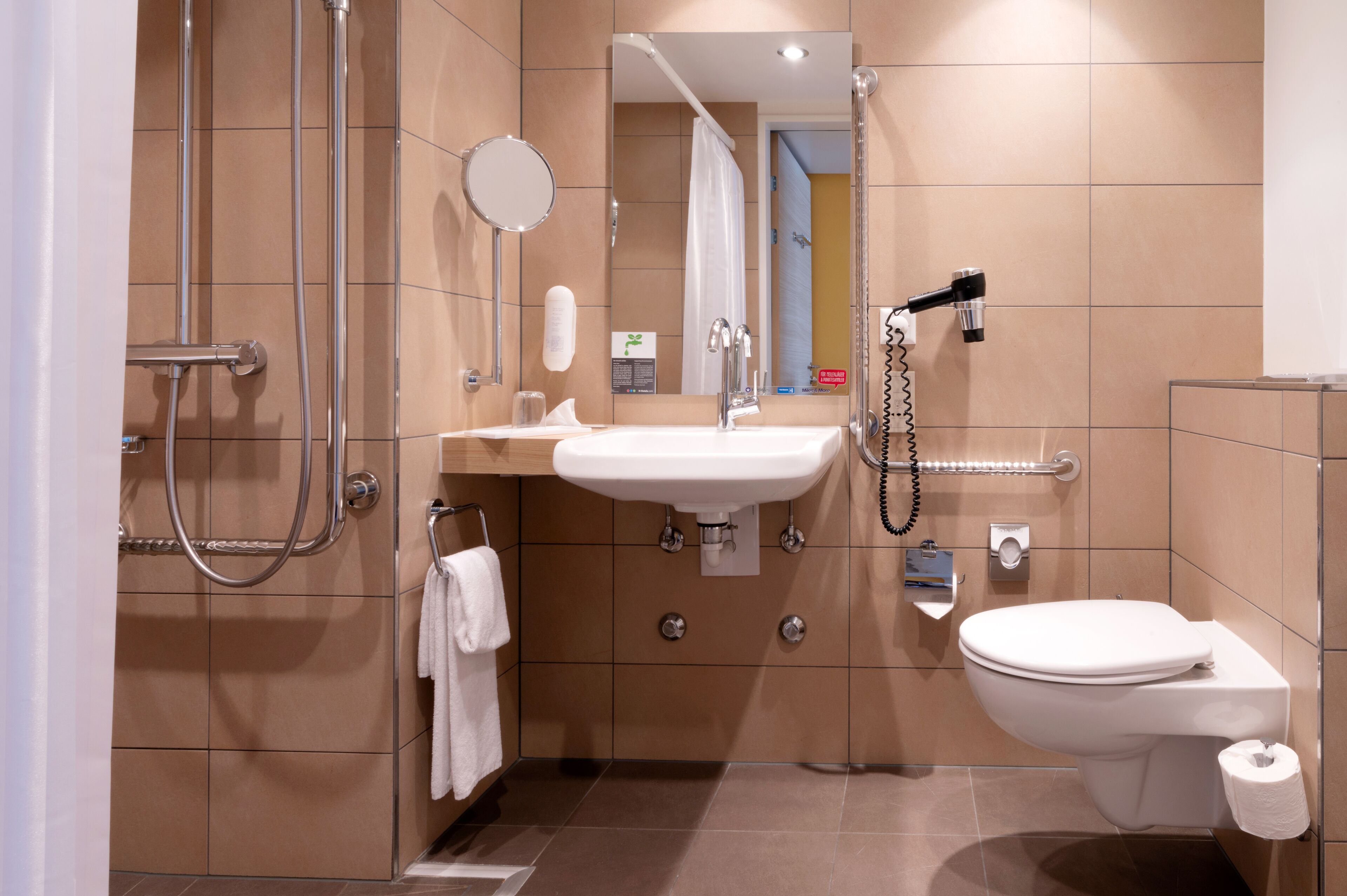 shower, rainfall showerhead, free toiletries, hair dryer