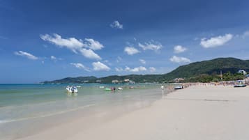 On the beach, beach towels