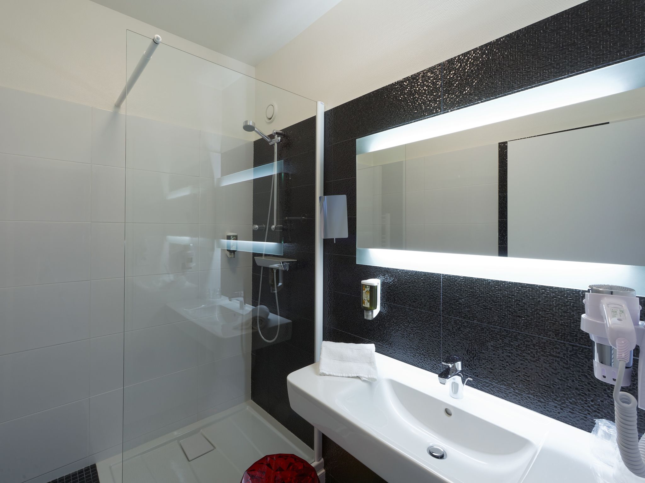 free toiletries, hair dryer, towels