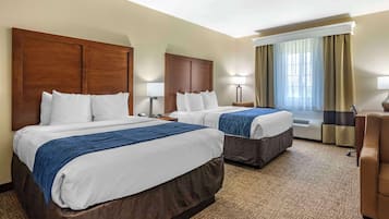 Hypo-allergenic bedding, down comforters, pillowtop beds, desk